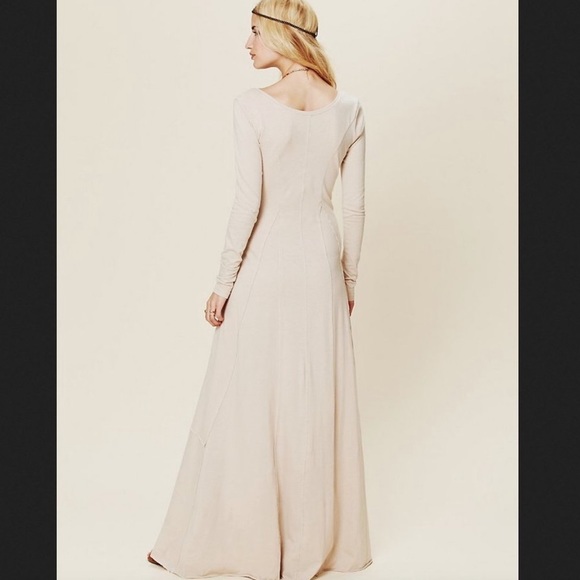 🆕FREE PEOPLE BEACH XS CREAM MILES OF HENLEY MAXI DRESS NATURAL EL TOPO SWEATER - Picture 5 of 15